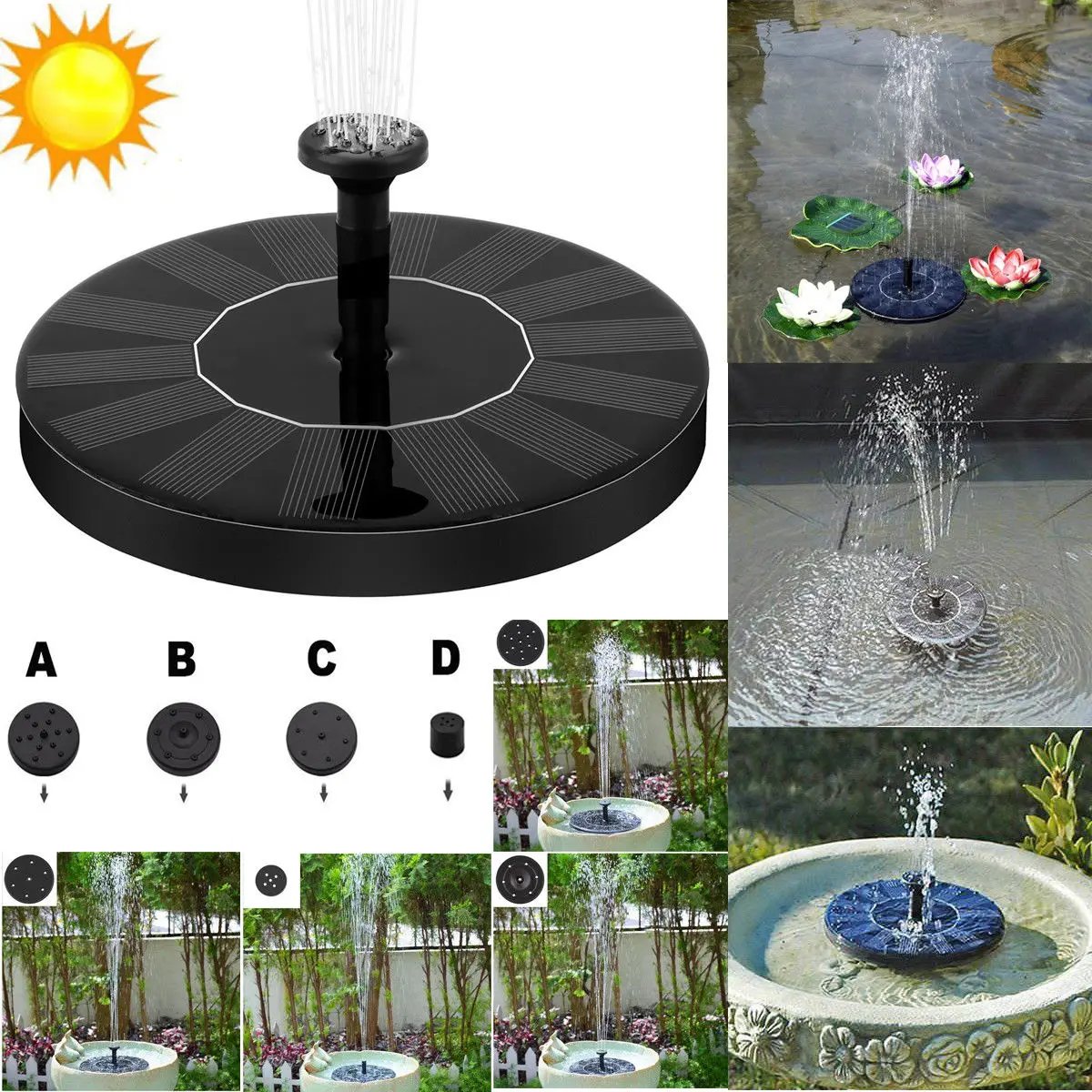FAIRYSTAR Mini Solar Floating Water Fountain for Garden Pool Pond Decoration Solar Floating Fountain For Garden Yard Pool DECOR Mini Solar Floating Water Fountain f
